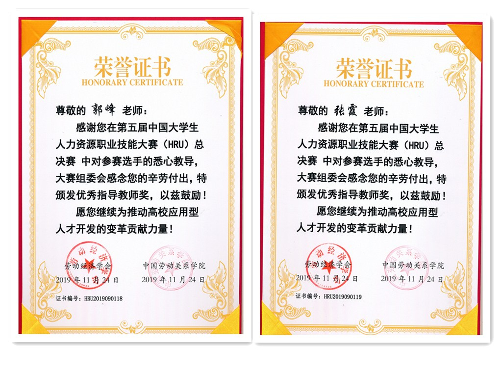 郭峰老师和张霞老师获得优秀指导教师