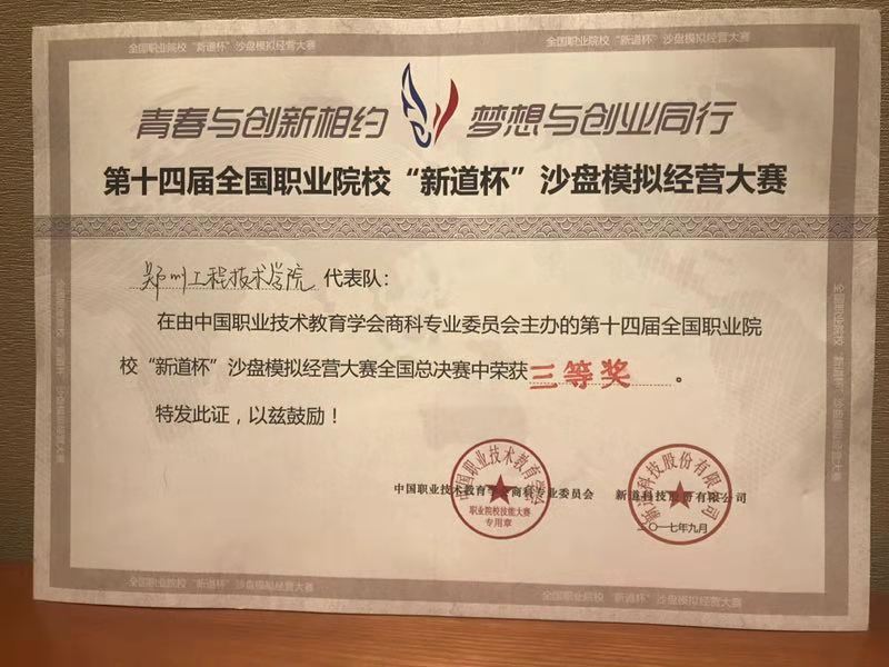获奖证书